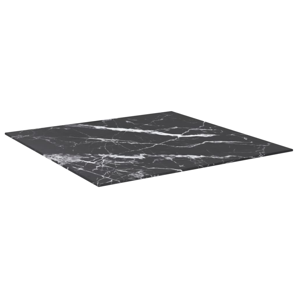 Tafelblad 70x70 cm 6 mm gehard glas met marmeren design zwart is nu te koop bij PeponiXL, paradijselijk wonen!