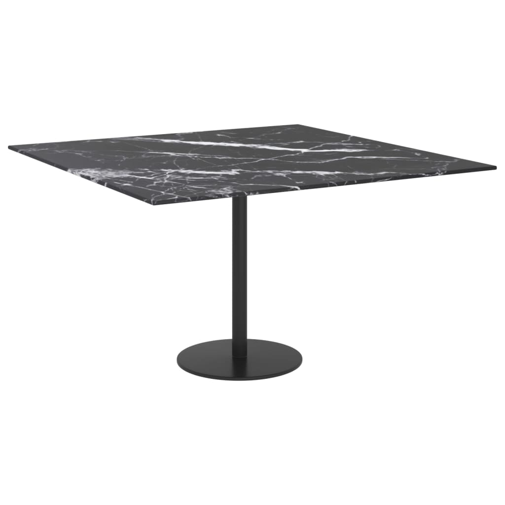 Tafelblad 70x70 cm 6 mm gehard glas met marmeren design zwart is nu te koop bij PeponiXL, paradijselijk wonen!