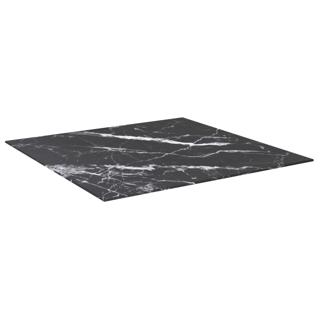 Tafelblad 80x80 cm 6 mm gehard glas met marmeren design zwart is nu te koop bij PeponiXL, paradijselijk wonen!