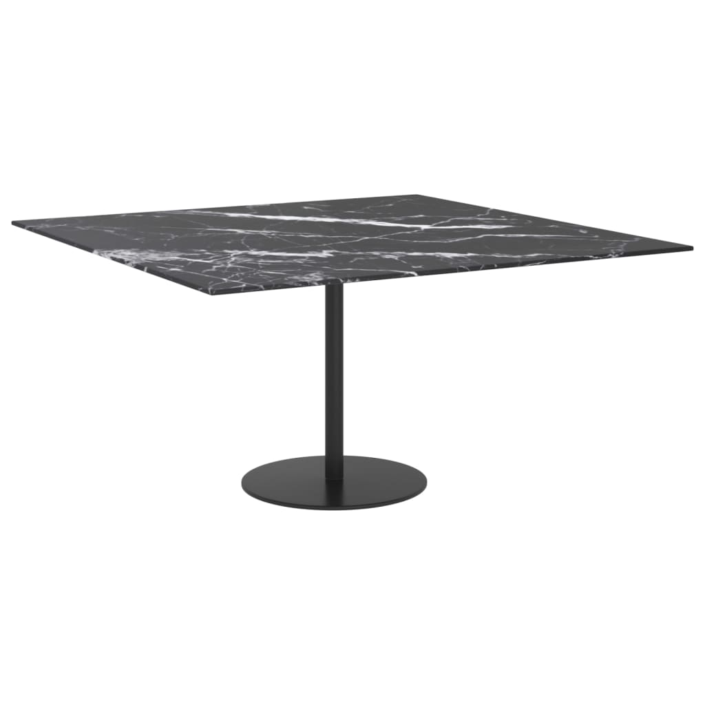 Tafelblad 80x80 cm 6 mm gehard glas met marmeren design zwart is nu te koop bij PeponiXL, paradijselijk wonen!