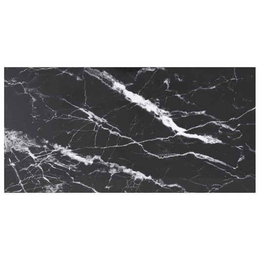 Tafelblad 100x50 cm 6 mm gehard glas met marmeren design zwart is nu te koop bij PeponiXL, paradijselijk wonen!