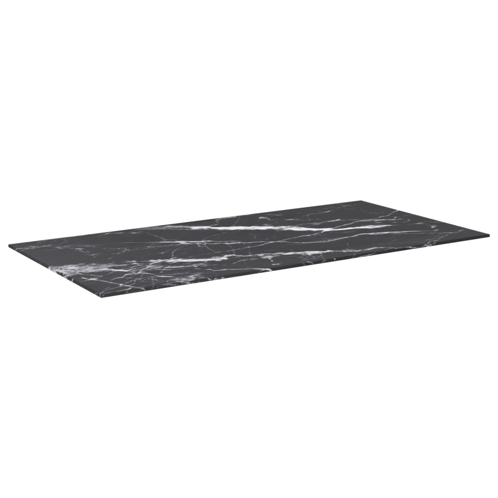 Tafelblad 100x50 cm 6 mm gehard glas met marmeren design zwart is nu te koop bij PeponiXL, paradijselijk wonen!