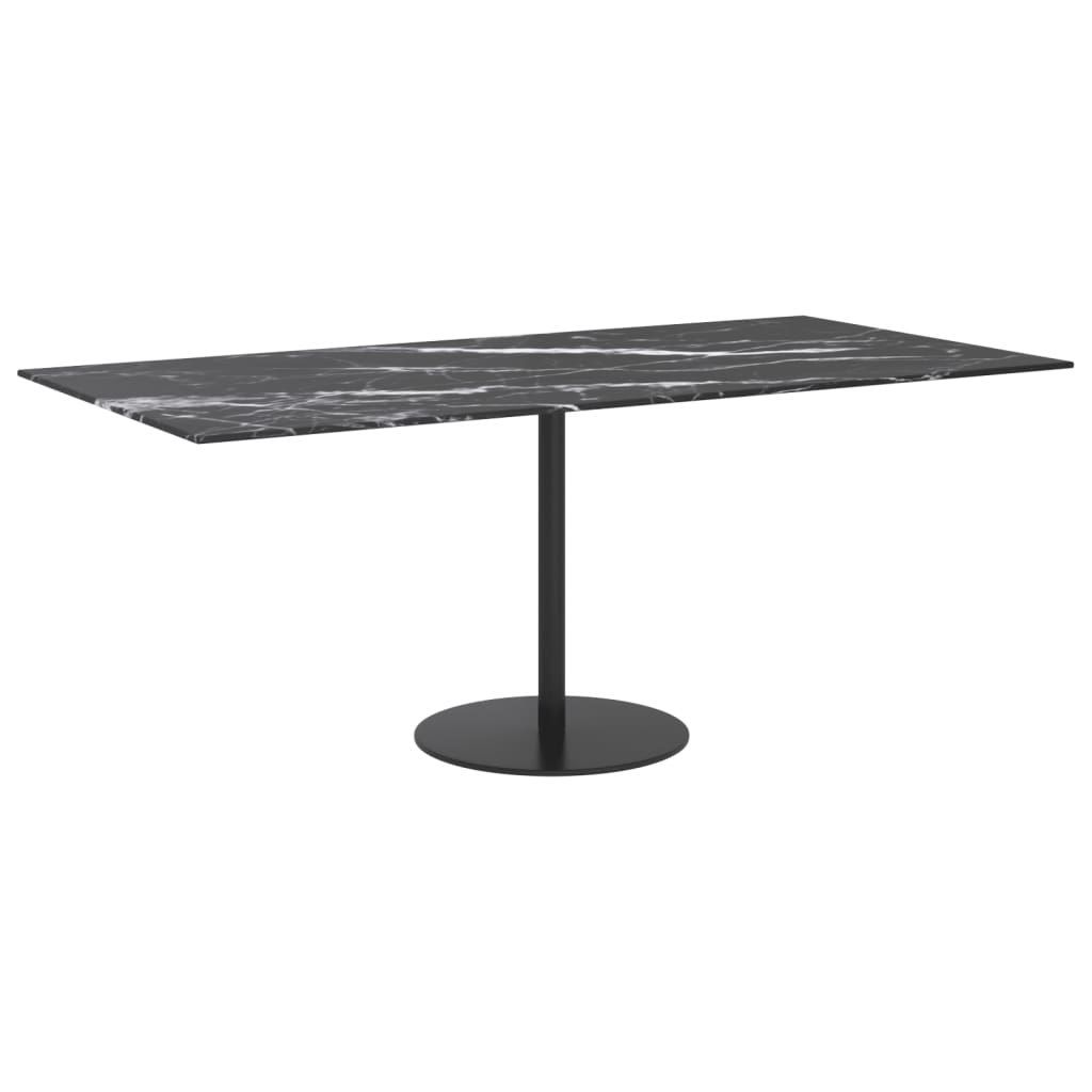 Tafelblad 100x50 cm 6 mm gehard glas met marmeren design zwart is nu te koop bij PeponiXL, paradijselijk wonen!