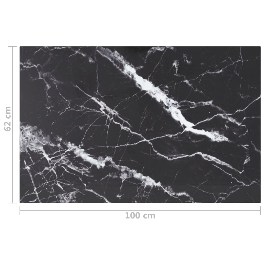 Tafelblad 100x62 cm 8 mm gehard glas met marmeren design zwart is nu te koop bij PeponiXL, paradijselijk wonen!