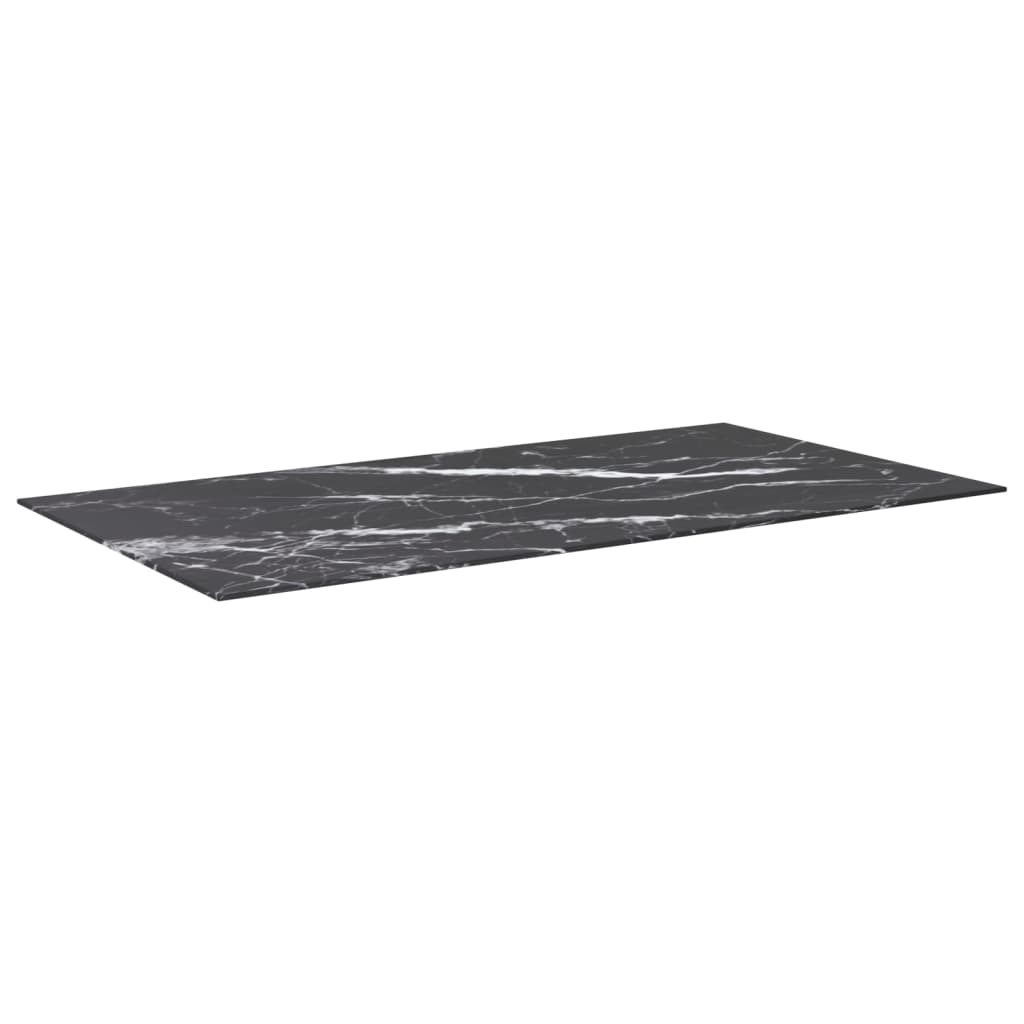 Tafelblad 120x65 cm 8 mm gehard glas met marmeren design zwart is nu te koop bij PeponiXL, paradijselijk wonen!