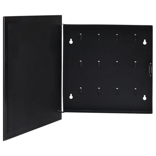Sleutelkast met magneetbord 35x35x4 cm zwart is nu te koop bij PeponiXL, paradijselijk wonen!