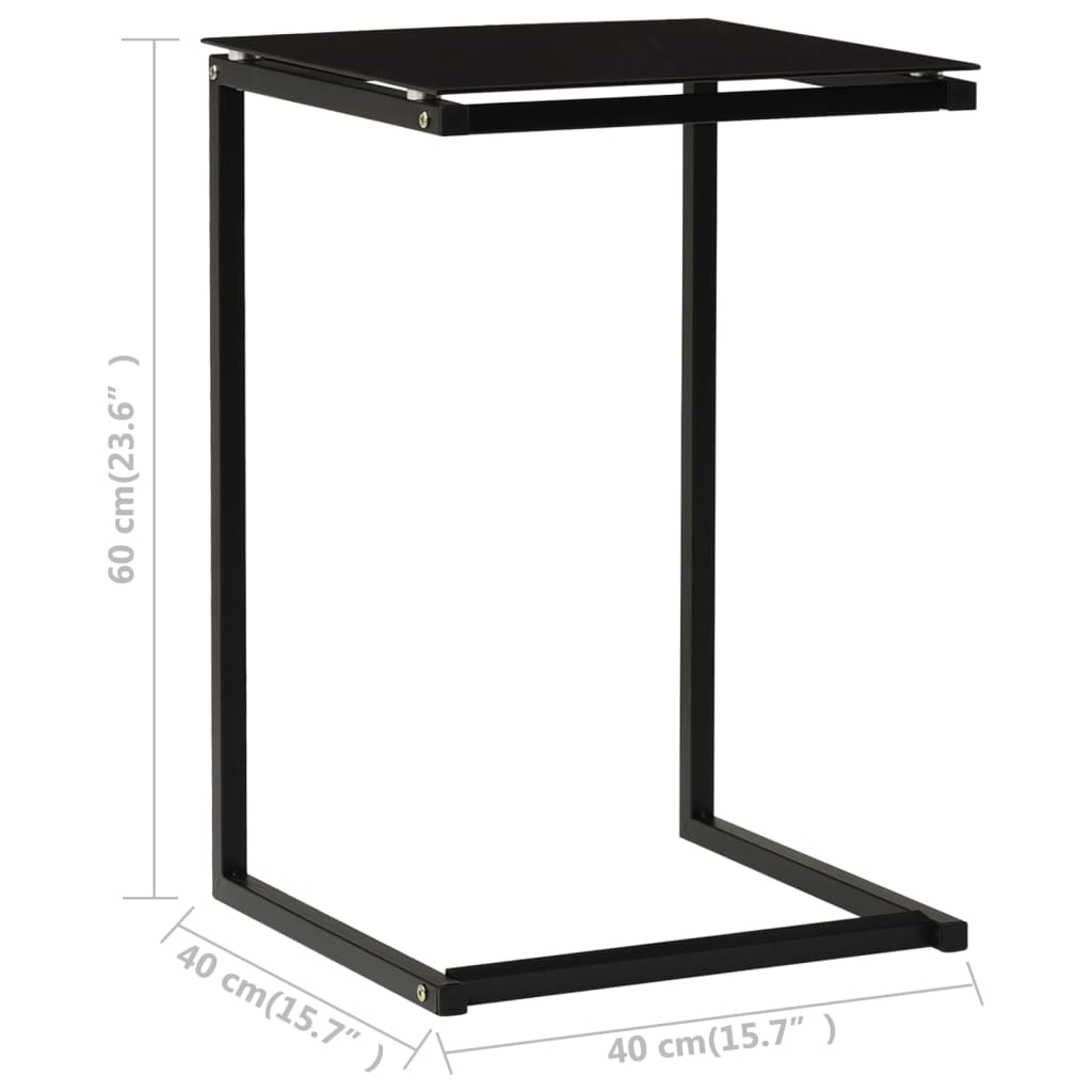 Bijzettafel 40x40x60 cm gehard glas zwart is nu te koop bij PeponiXL, paradijselijk wonen!