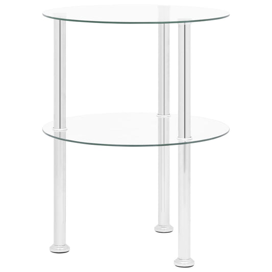 Bijzettafel 2-laags 38 cm gehard glas transparant is nu te koop bij PeponiXL, paradijselijk wonen!