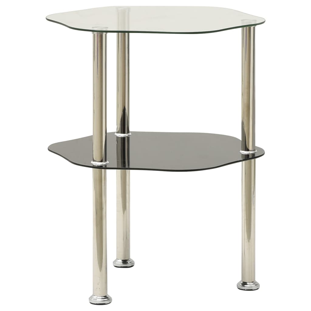 Bijzettafel 2-laags 38x38x50 cm gehard glas transparant zwart is nu te koop bij PeponiXL, paradijselijk wonen!