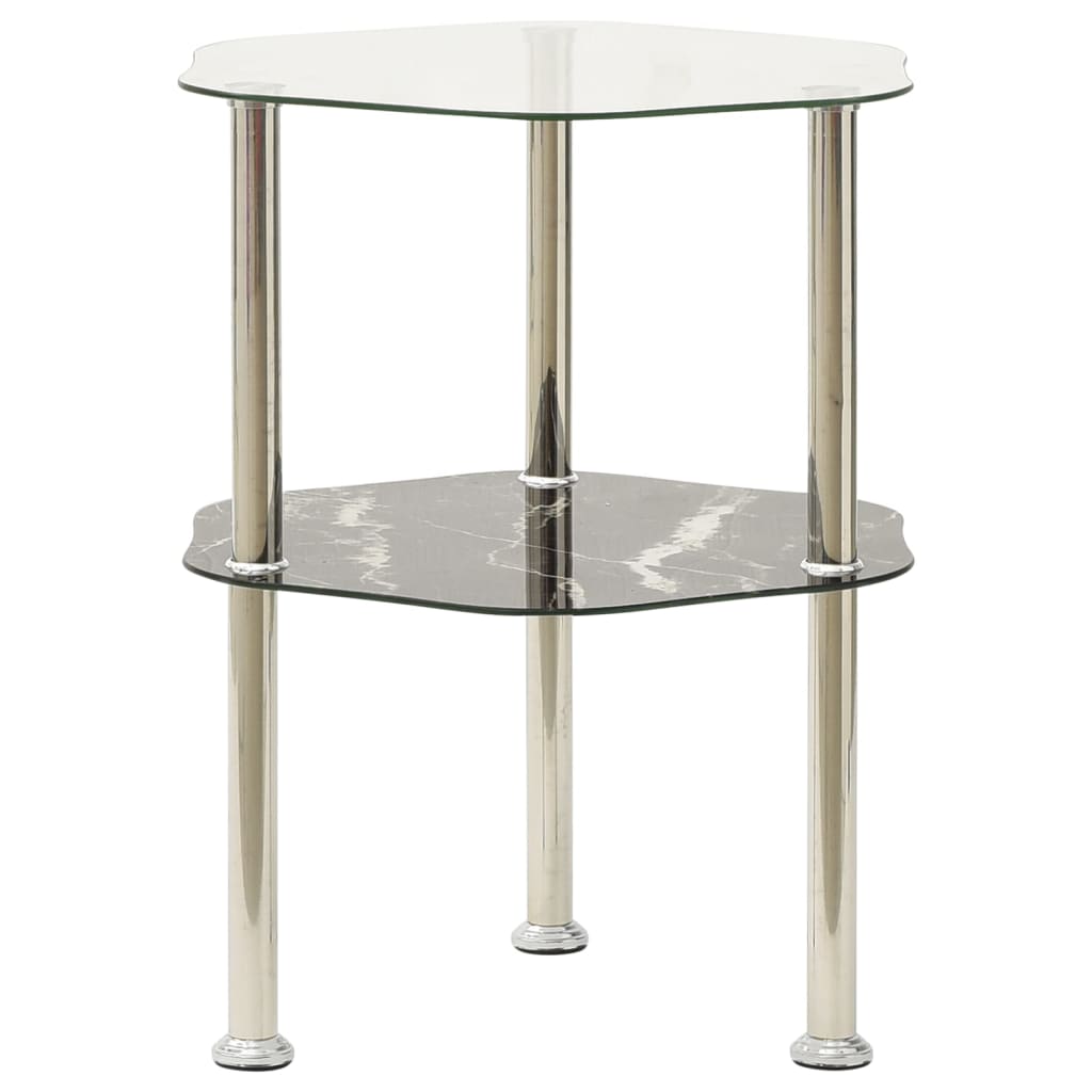 Bijzettafel 2-laags 38x38x50 cm gehard glas transparant zwart is nu te koop bij PeponiXL, paradijselijk wonen!