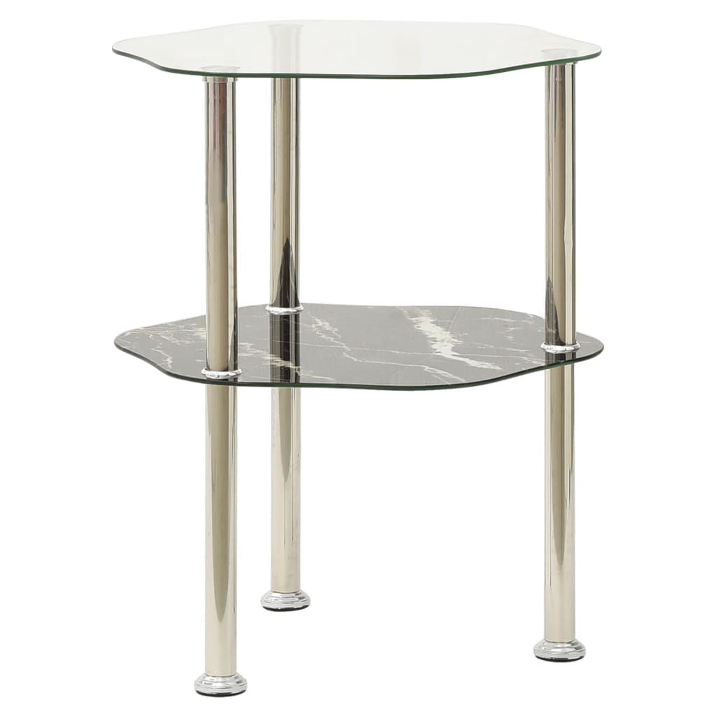 Bijzettafel 2-laags 38x38x50 cm gehard glas transparant zwart is nu te koop bij PeponiXL, paradijselijk wonen!