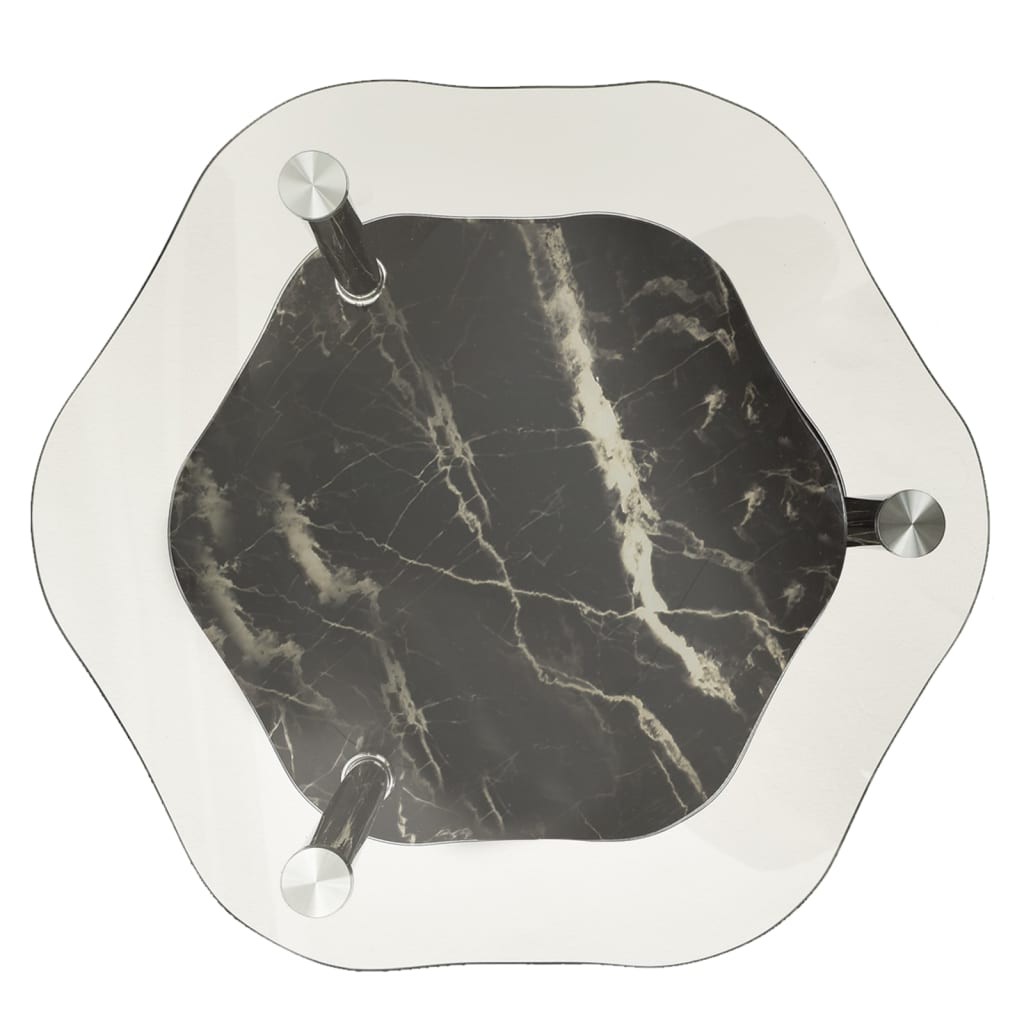 Bijzettafel 2-laags 38x38x50 cm gehard glas transparant zwart is nu te koop bij PeponiXL, paradijselijk wonen!