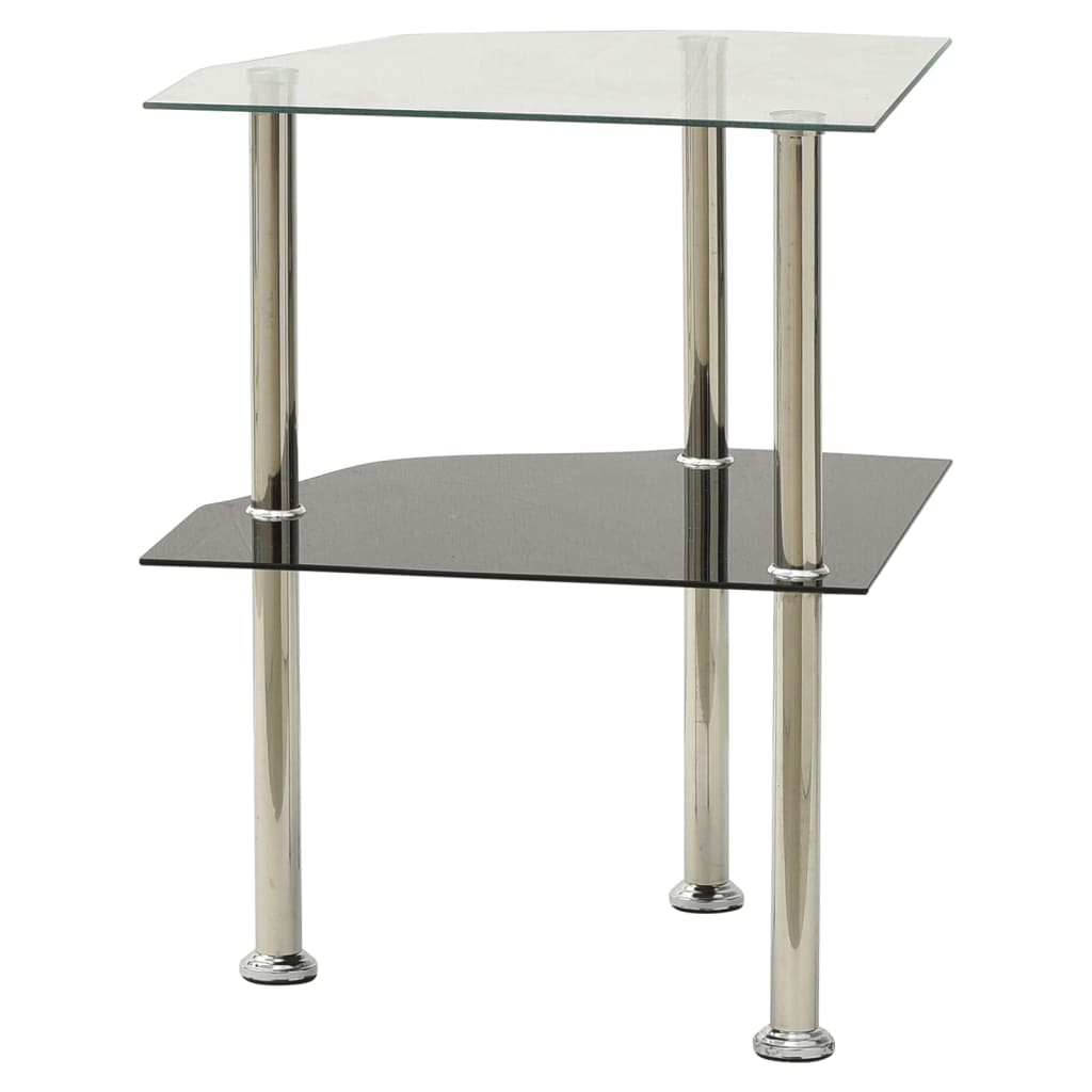 Bijzettafel 2-laags 38x38x50 cm gehard glas transparant zwart is nu te koop bij PeponiXL, paradijselijk wonen!