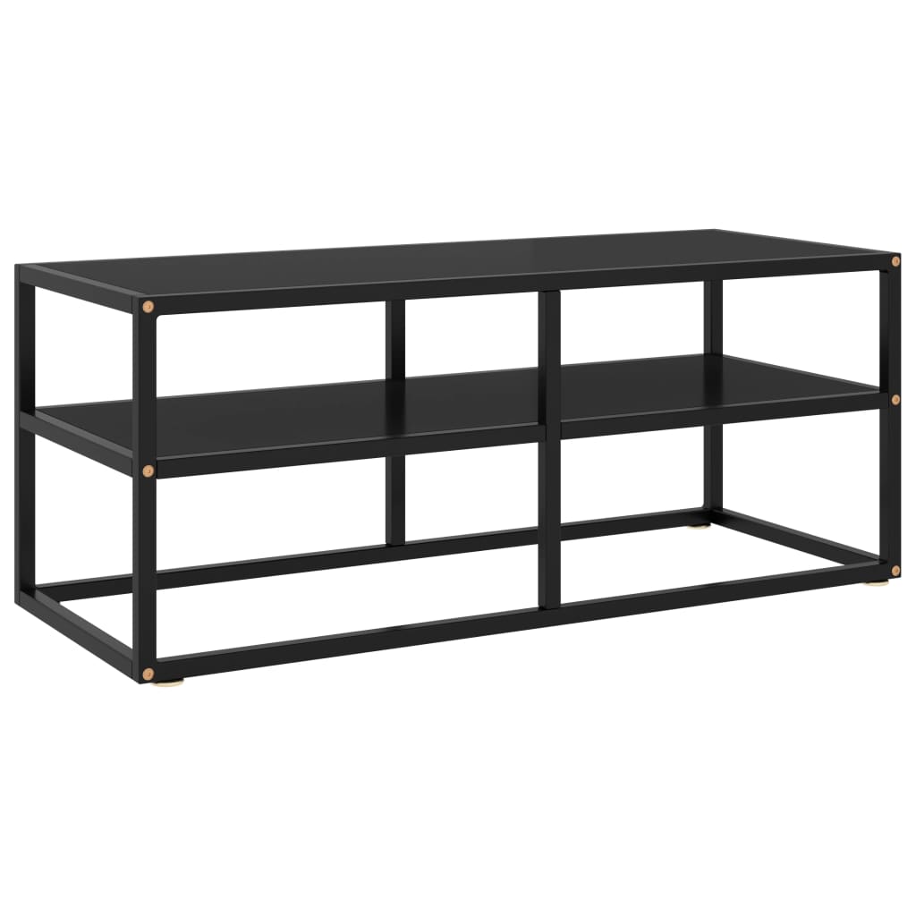 Tv-meubel met zwart glas 100x40x40 cm zwart is nu te koop bij PeponiXL, paradijselijk wonen!
