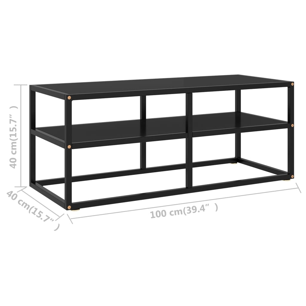 Tv-meubel met zwart glas 100x40x40 cm zwart is nu te koop bij PeponiXL, paradijselijk wonen!
