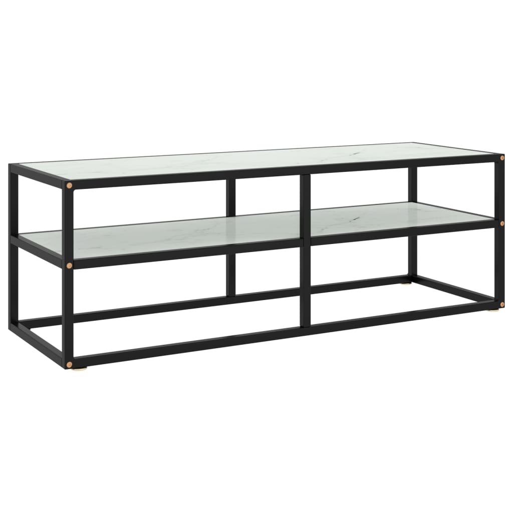 Tv-meubel met wit marmerglas 120x40x40 cm zwart is nu te koop bij PeponiXL, paradijselijk wonen!