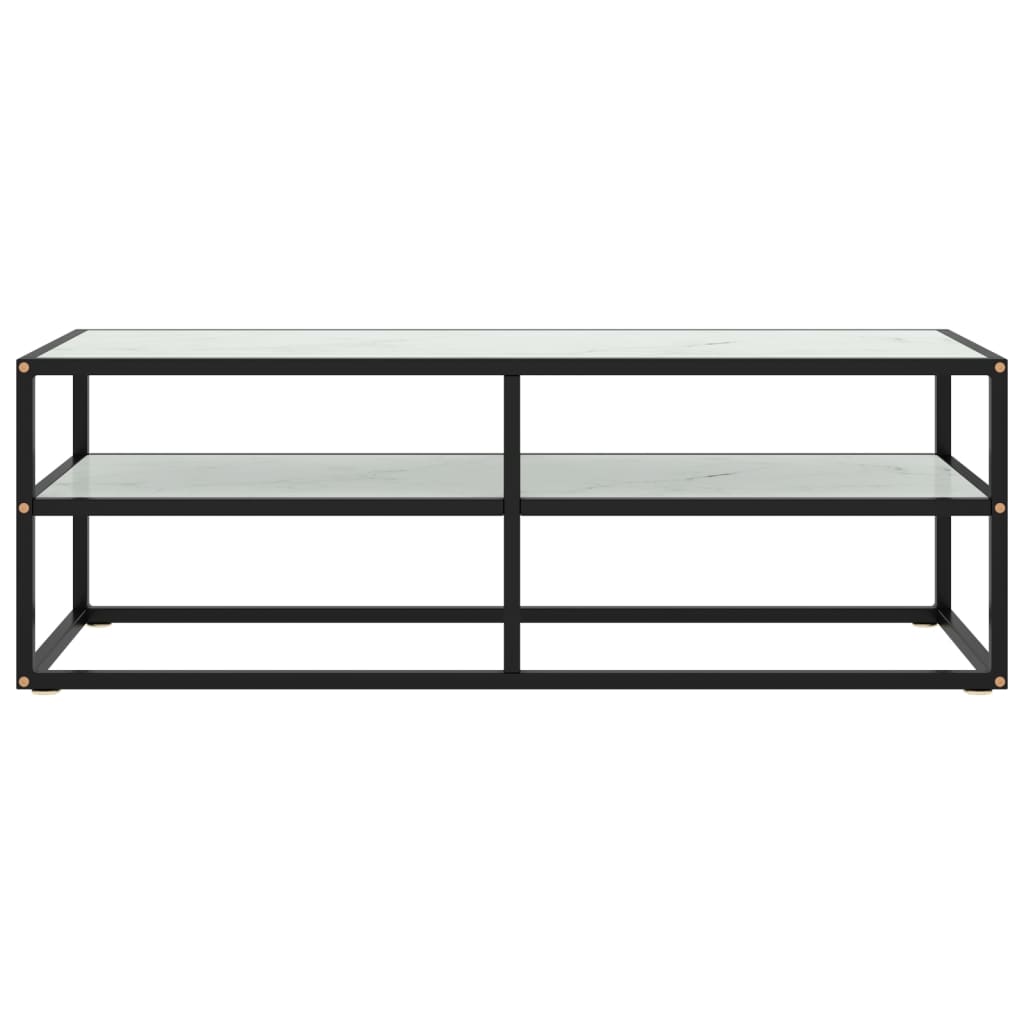 Tv-meubel met wit marmerglas 120x40x40 cm zwart is nu te koop bij PeponiXL, paradijselijk wonen!