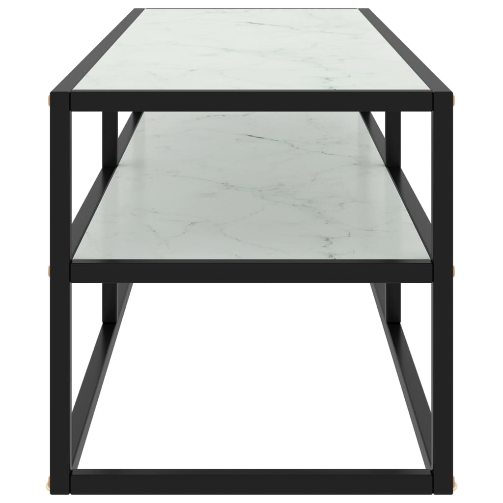 Tv-meubel met wit marmerglas 120x40x40 cm zwart is nu te koop bij PeponiXL, paradijselijk wonen!