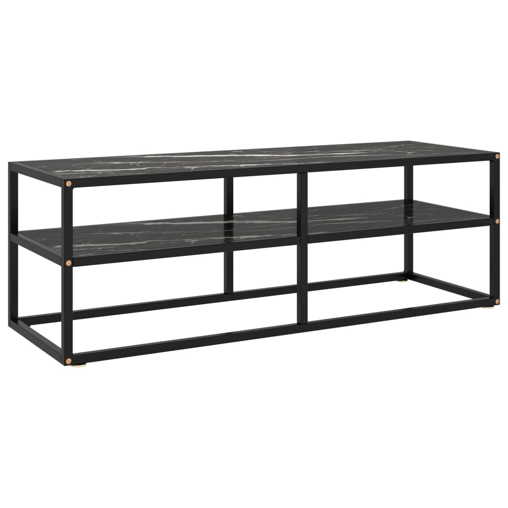Tv-meubel met zwart marmerglas 120x40x40 cm zwart is nu te koop bij PeponiXL, paradijselijk wonen!
