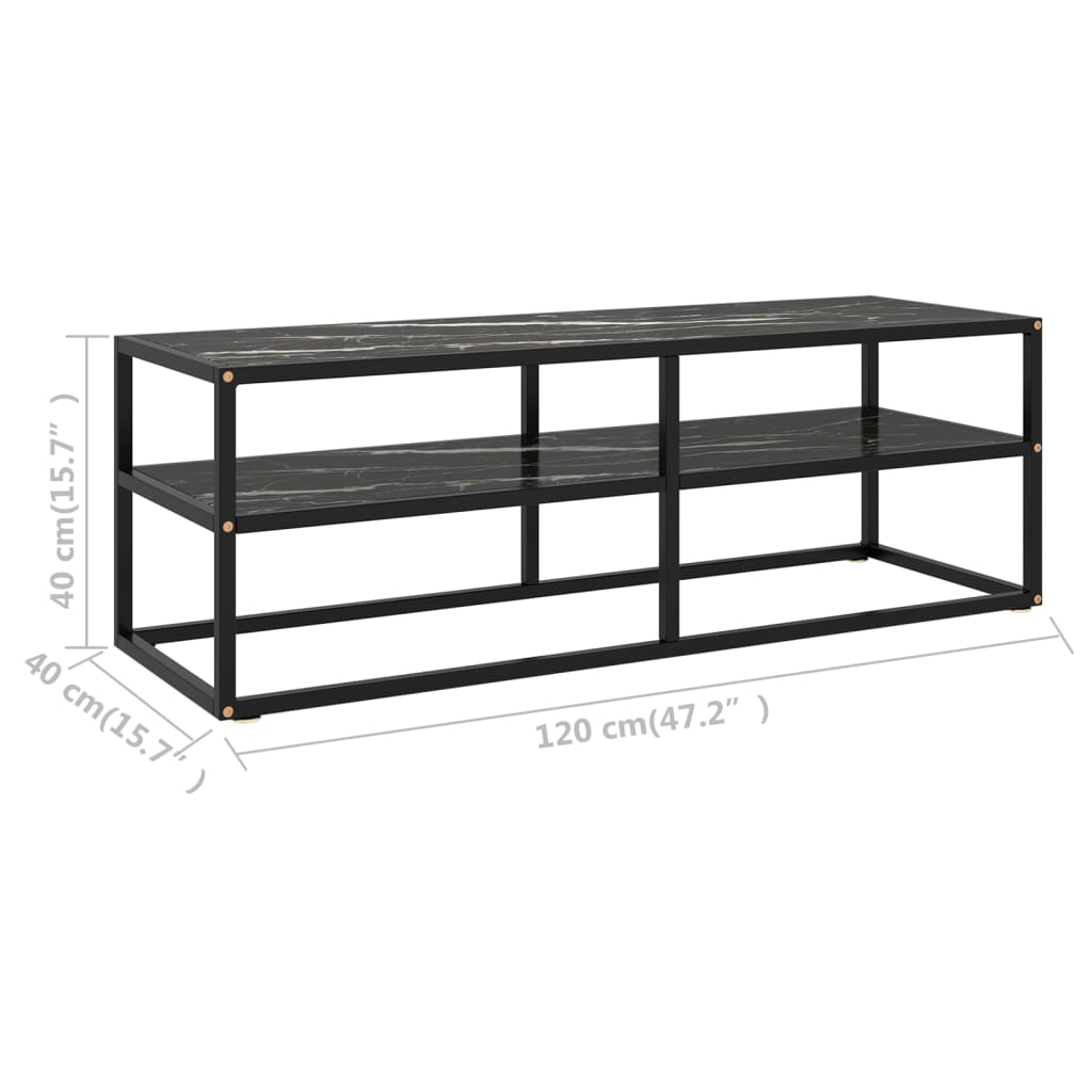Tv-meubel met zwart marmerglas 120x40x40 cm zwart is nu te koop bij PeponiXL, paradijselijk wonen!