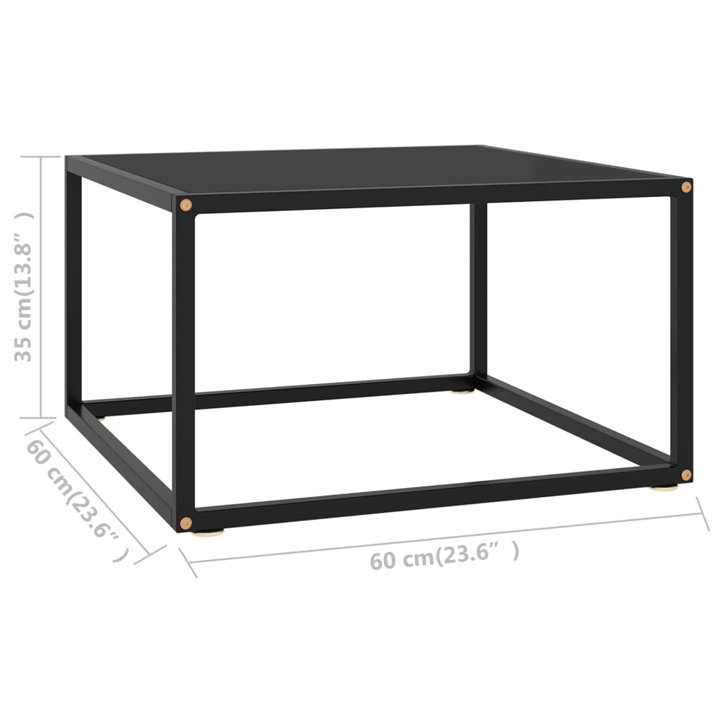 Salontafel met zwart glas 60x60x35 cm zwart is nu te koop bij PeponiXL, paradijselijk wonen!