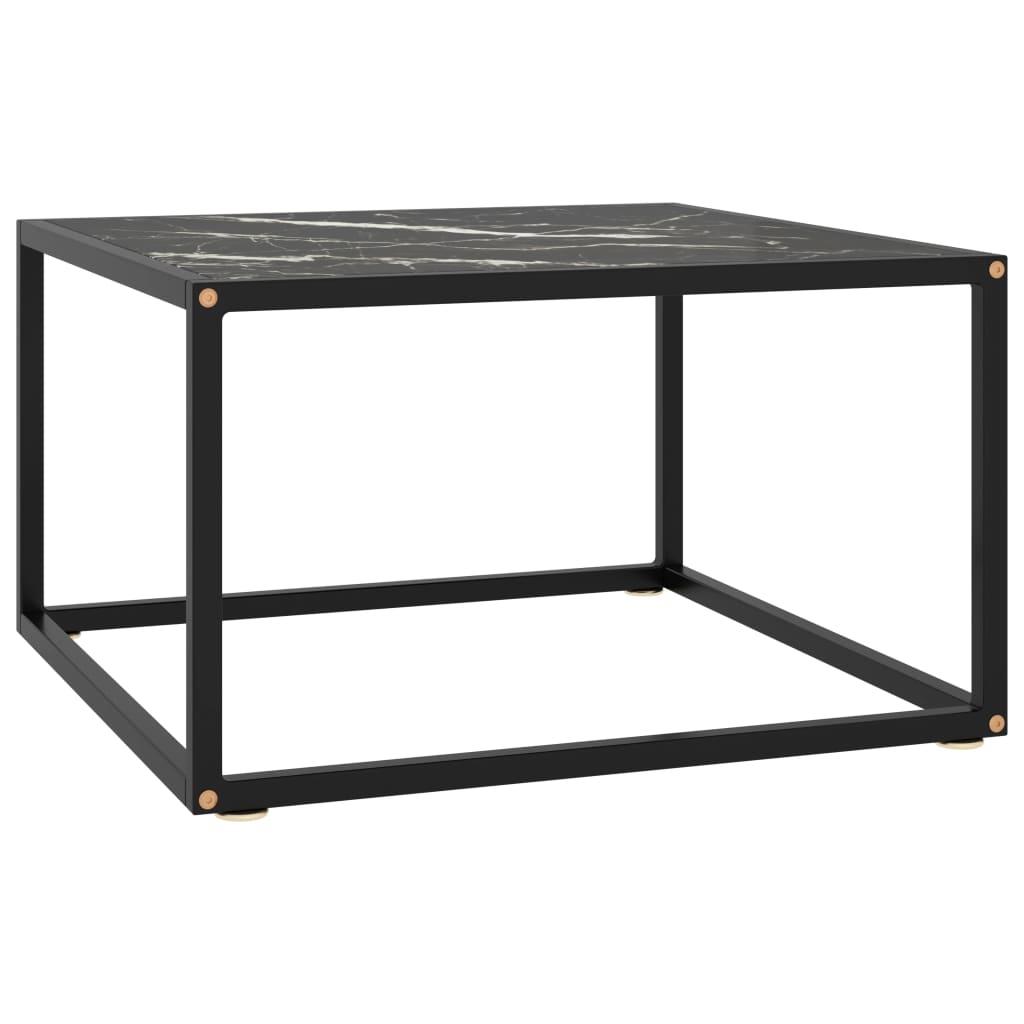 Salontafel met zwart marmerglas 60x60x35 cm zwart is nu te koop bij PeponiXL, paradijselijk wonen!
