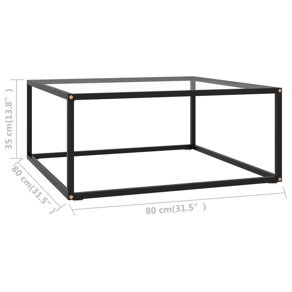 Salontafel met gehard glas 80x80x35 cm zwart is nu te koop bij PeponiXL, paradijselijk wonen!