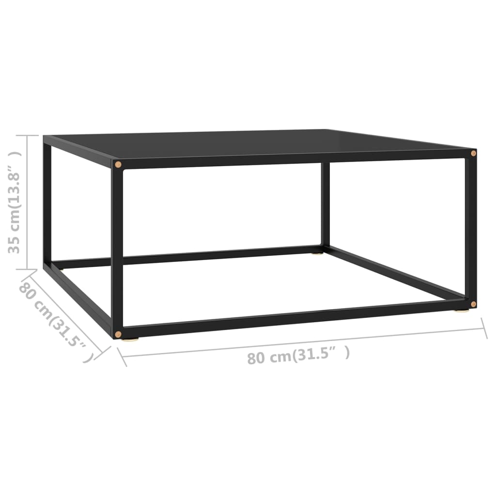 Salontafel met zwart glas 80x80x35 cm zwart is nu te koop bij PeponiXL, paradijselijk wonen!