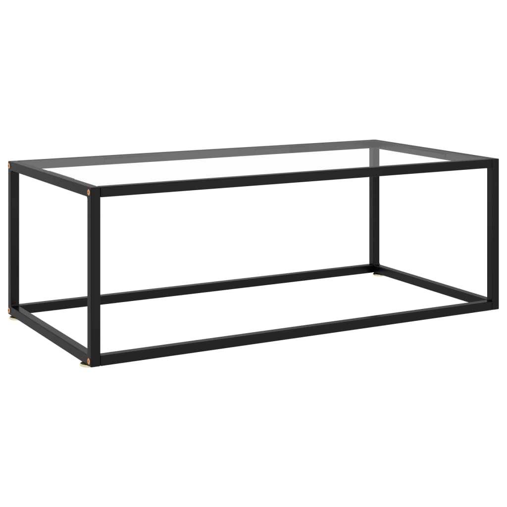 Salontafel met gehard glas 100x50x35 cm zwart is nu te koop bij PeponiXL, paradijselijk wonen!