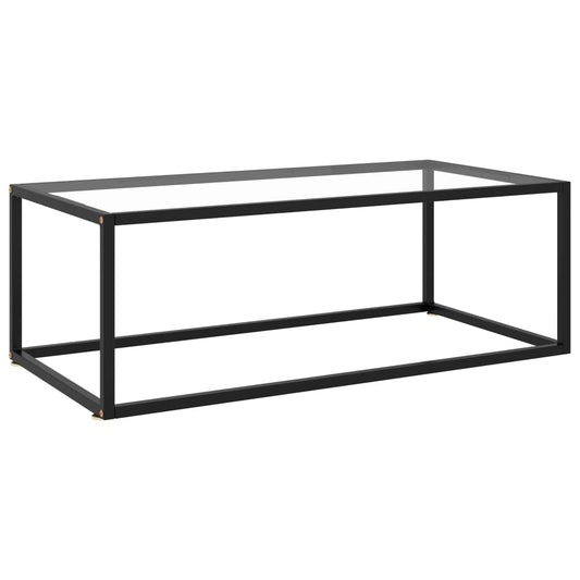Salontafel met gehard glas 100x50x35 cm zwart is nu te koop bij PeponiXL, paradijselijk wonen!