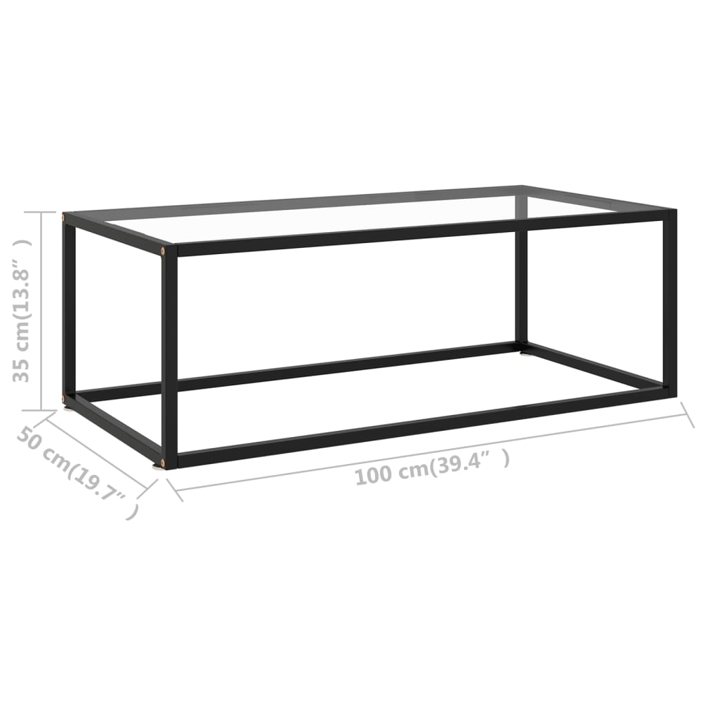 Salontafel met gehard glas 100x50x35 cm zwart is nu te koop bij PeponiXL, paradijselijk wonen!