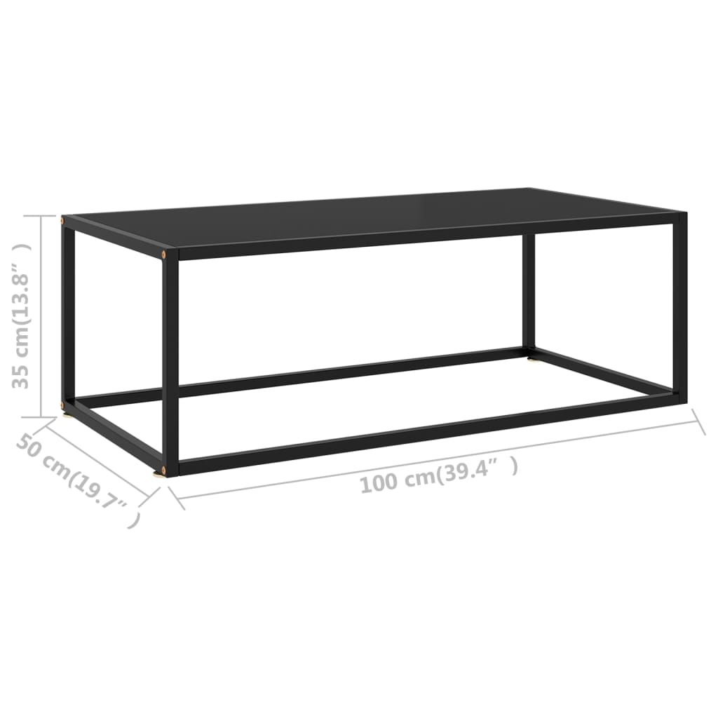 Salontafel met zwart glas 100x50x35 cm zwart is nu te koop bij PeponiXL, paradijselijk wonen!