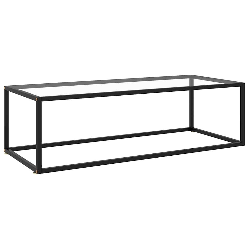 Salontafel met gehard glas 120x60x35 cm zwart