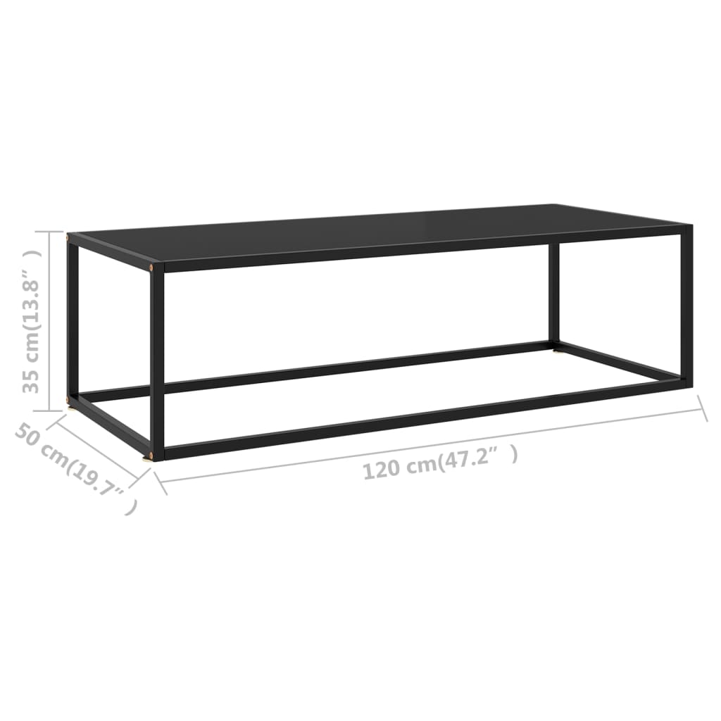 Salontafel met zwart glas 120x50x35 cm zwart is nu te koop bij PeponiXL, paradijselijk wonen!