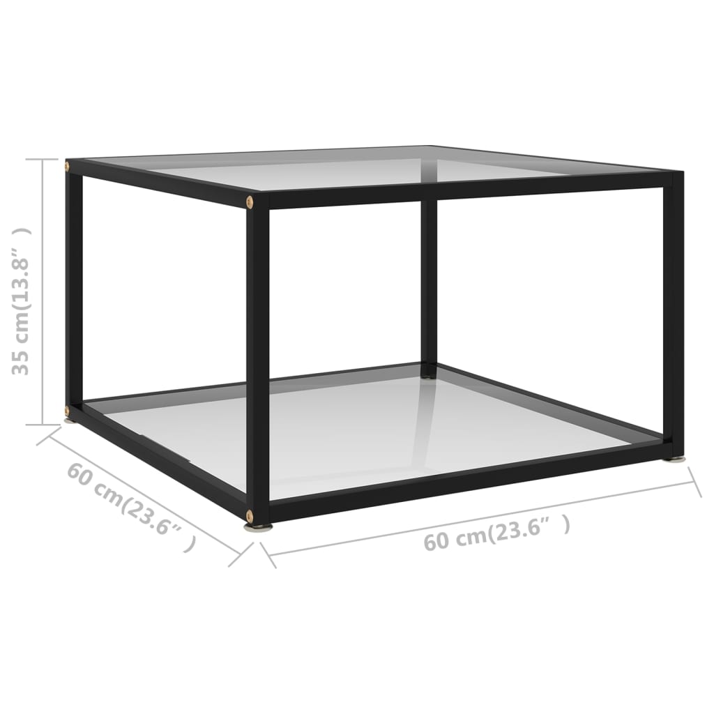 Salontafel 60x60x35 cm gehard glas transparant is nu te koop bij PeponiXL, paradijselijk wonen!