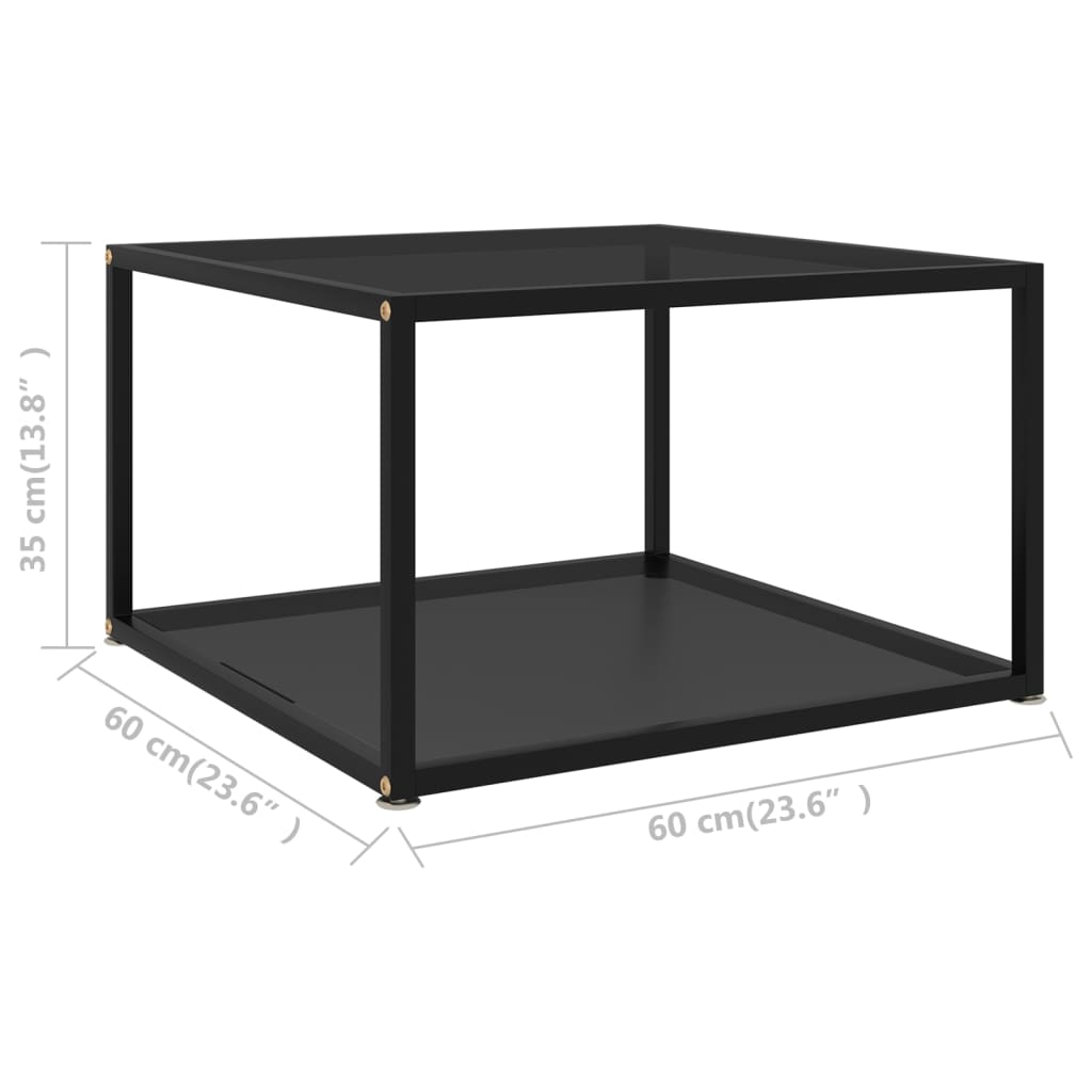 Salontafel 60x60x35 cm gehard glas zwart is nu te koop bij PeponiXL, paradijselijk wonen!