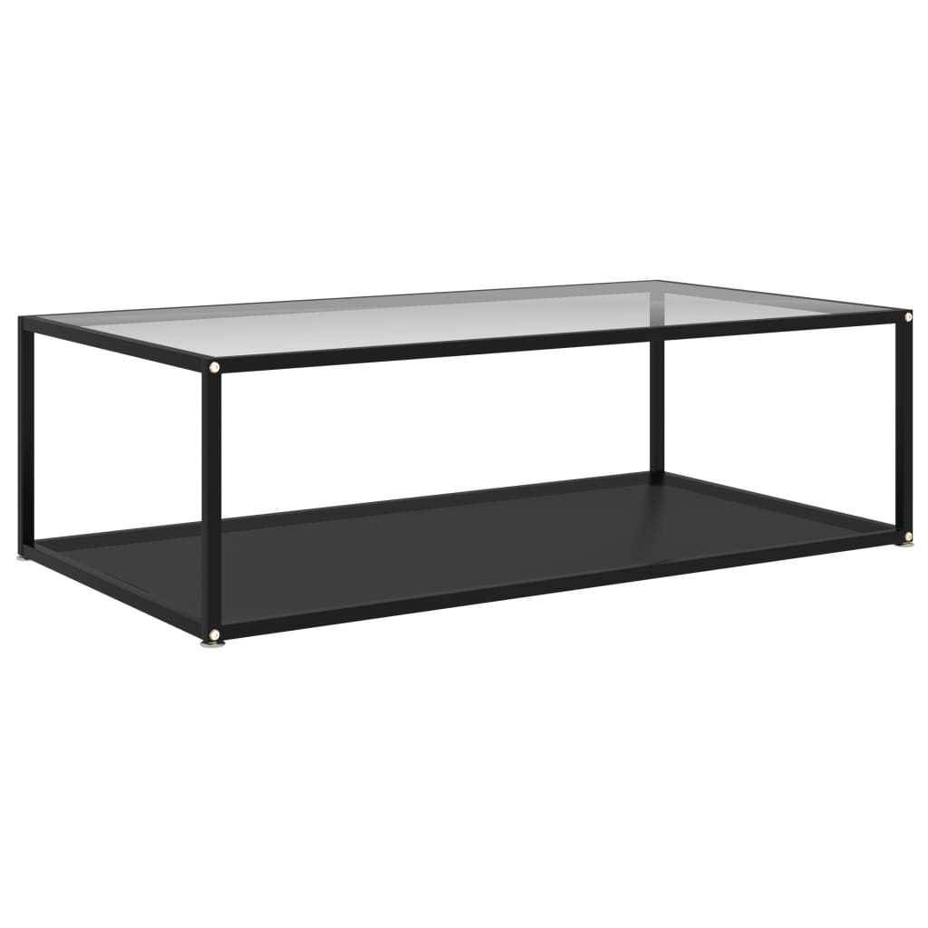 Salontafel 120x60x35 cm gehard glas transparant en zwart is nu te koop bij PeponiXL, paradijselijk wonen!