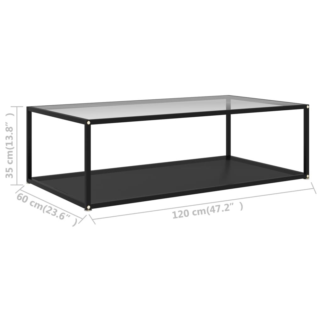 Salontafel 120x60x35 cm gehard glas transparant en zwart is nu te koop bij PeponiXL, paradijselijk wonen!