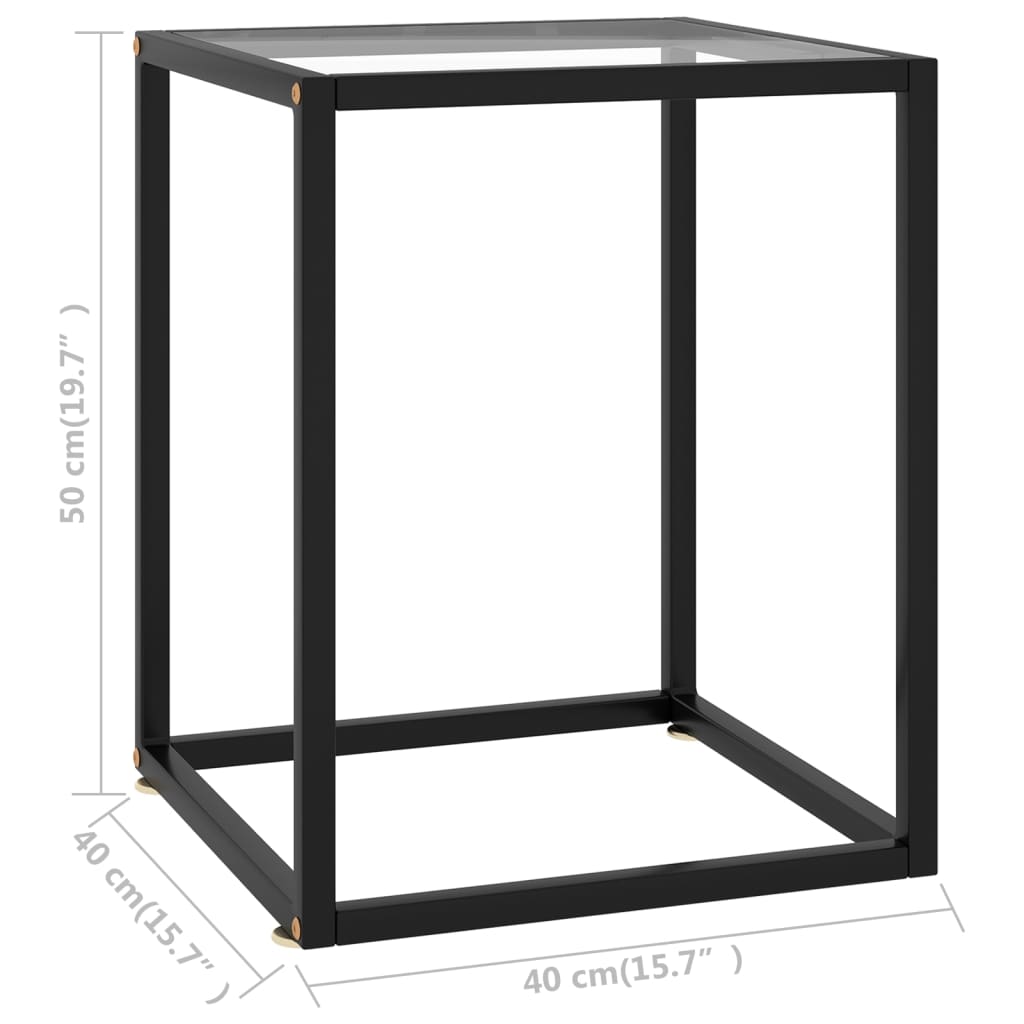 Salontafel met gehard glas 40x40x50 cm zwart is nu te koop bij PeponiXL, paradijselijk wonen!