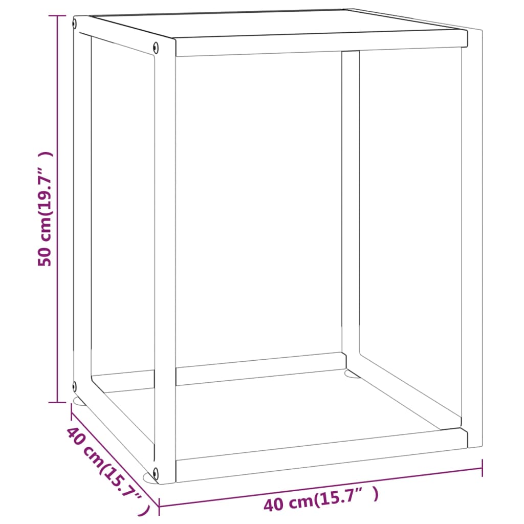 Salontafel met wit marmerglas 40x40x50 cm zwart is nu te koop bij PeponiXL, paradijselijk wonen!