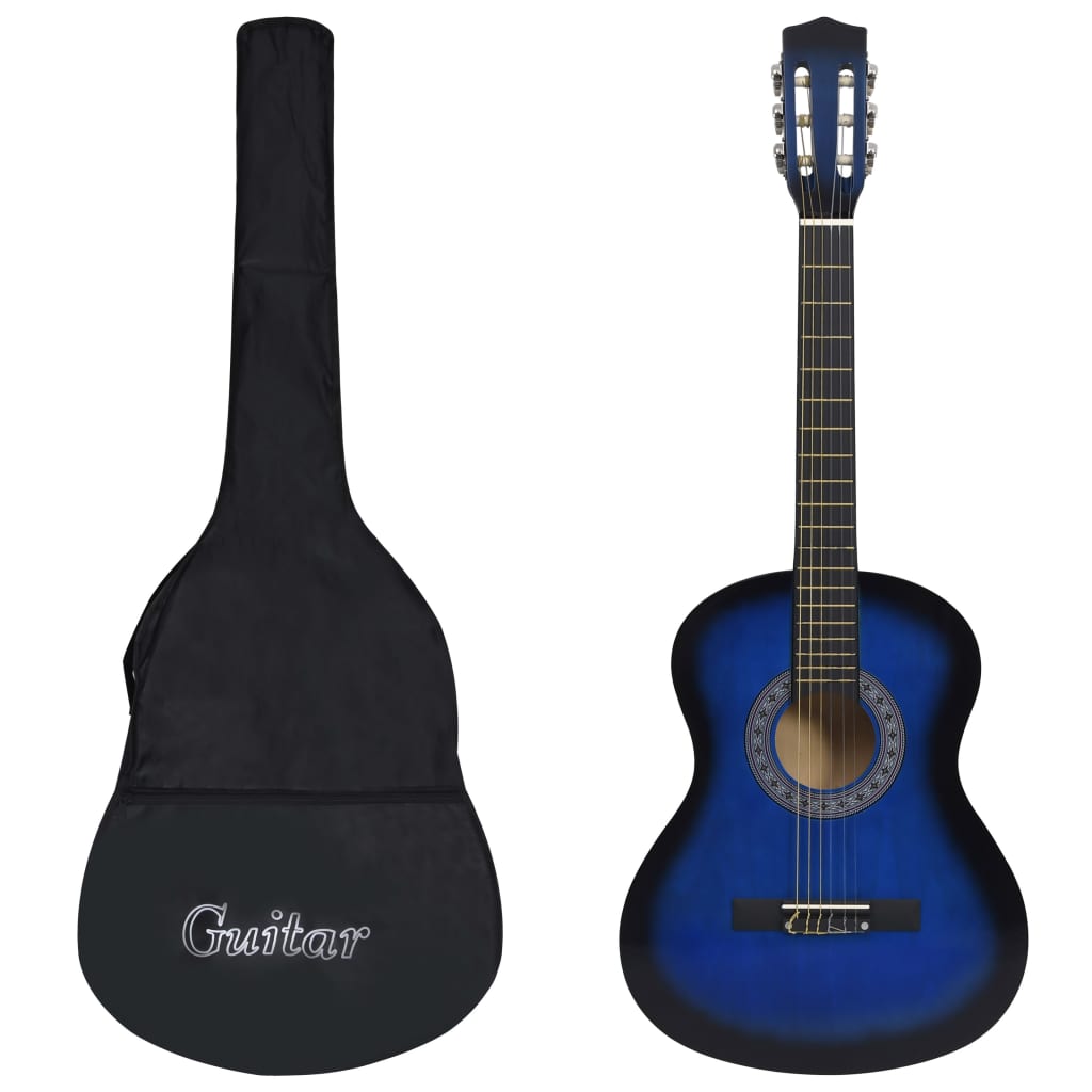 Gitaar klassiek beginner met tas 3/4 36" blauw is nu te koop bij PeponiXL, paradijselijk wonen!