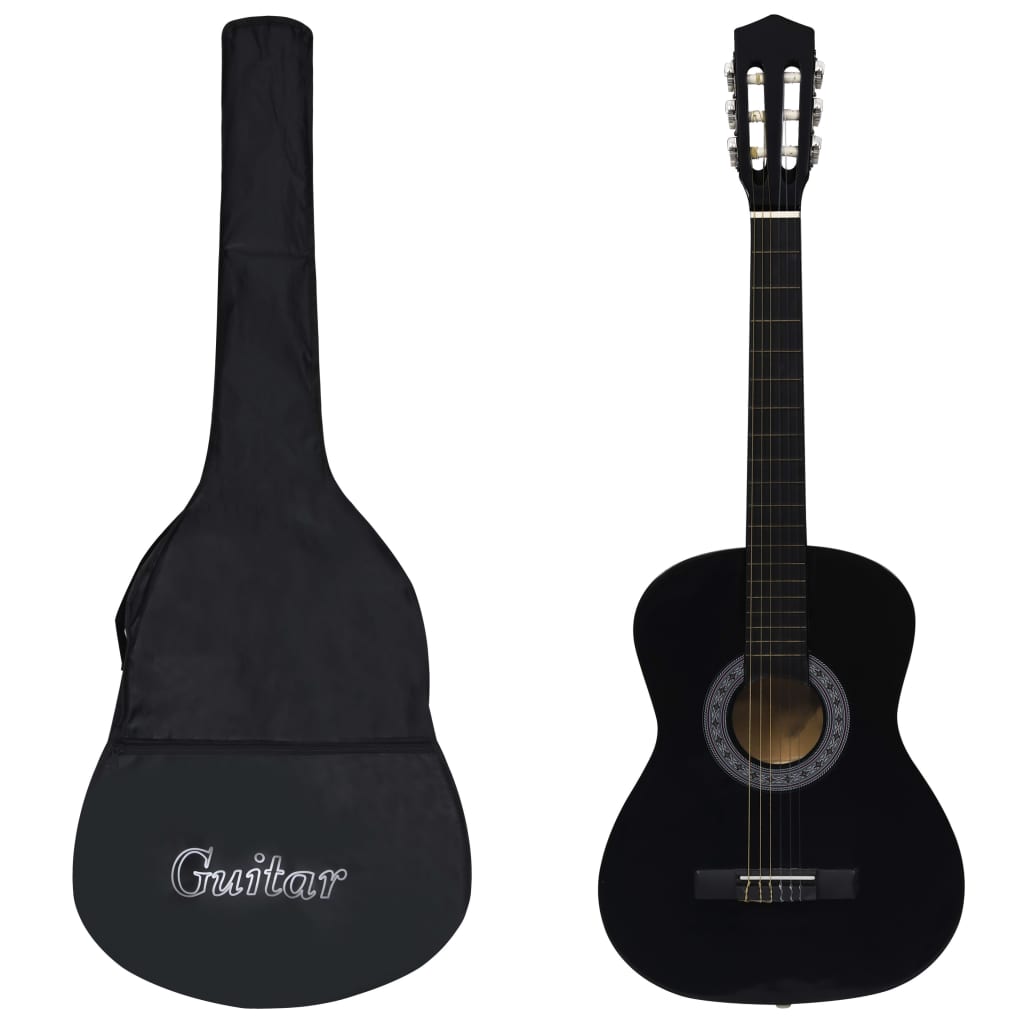 Gitaar klassiek beginner met tas 3/4 36" zwart is nu te koop bij PeponiXL, paradijselijk wonen!