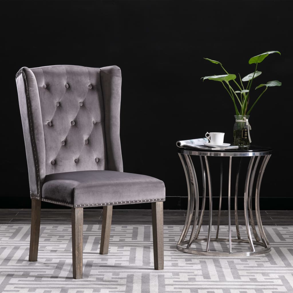 Eetkamerstoelen 2 st fluweel grijs is nu te koop bij PeponiXL, paradijselijk wonen!