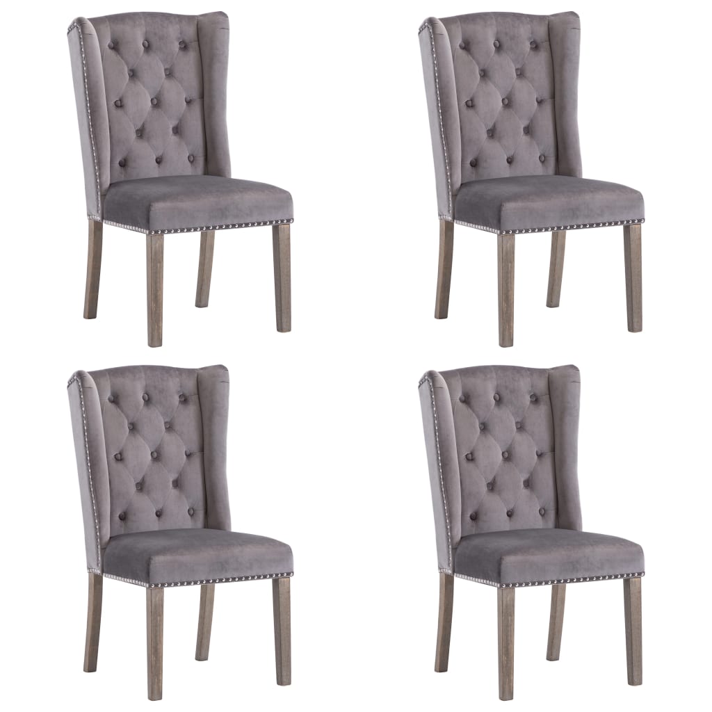 Eetkamerstoelen 4 st fluweel grijs is nu te koop bij PeponiXL, paradijselijk wonen!