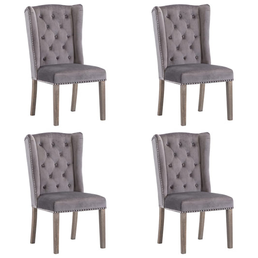 Eetkamerstoelen 4 st fluweel grijs is nu te koop bij PeponiXL, paradijselijk wonen!