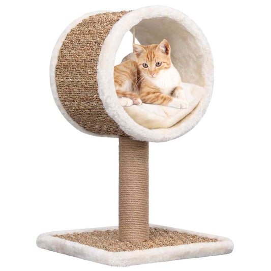 Kattenmeubel met tunnel en speeltje 56 cm zeegras is nu te koop bij PeponiXL, paradijselijk wonen!