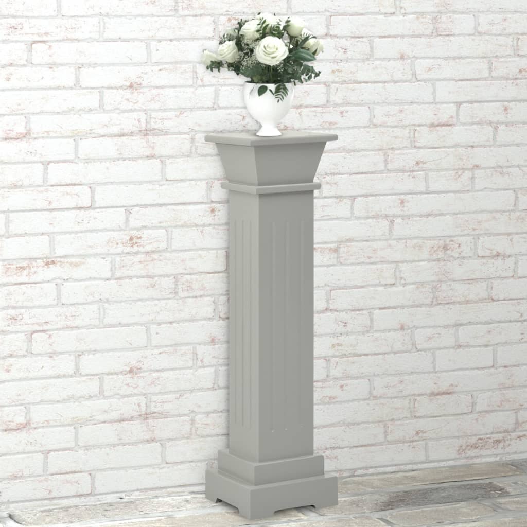 Plantenstandaard klassieke zuil vierkant 17x17x66 cm MDF grijs is nu te koop bij PeponiXL, paradijselijk wonen!