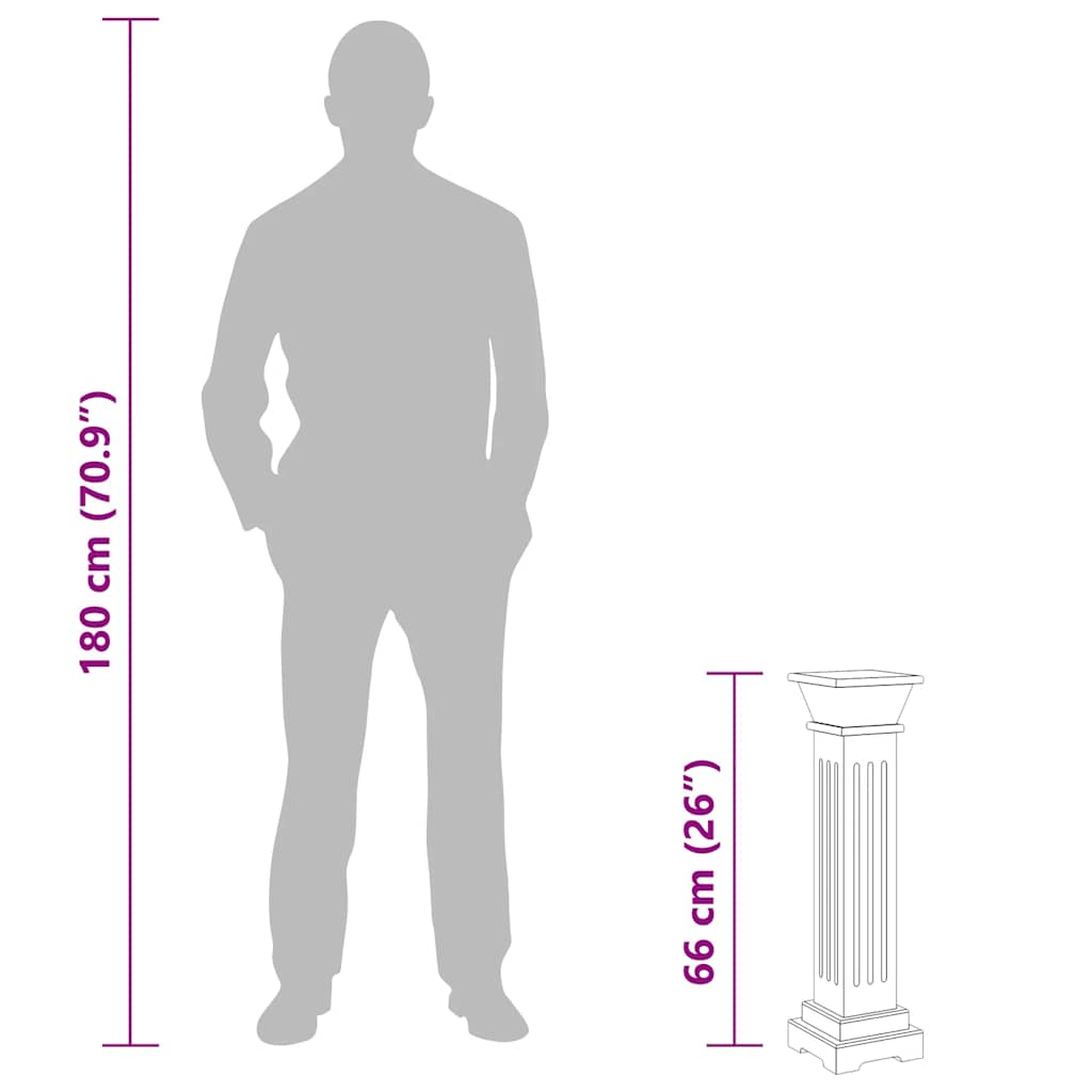 Plantenstandaard klassieke zuil vierkant 17x17x66 cm MDF zwart is nu te koop bij PeponiXL, paradijselijk wonen!