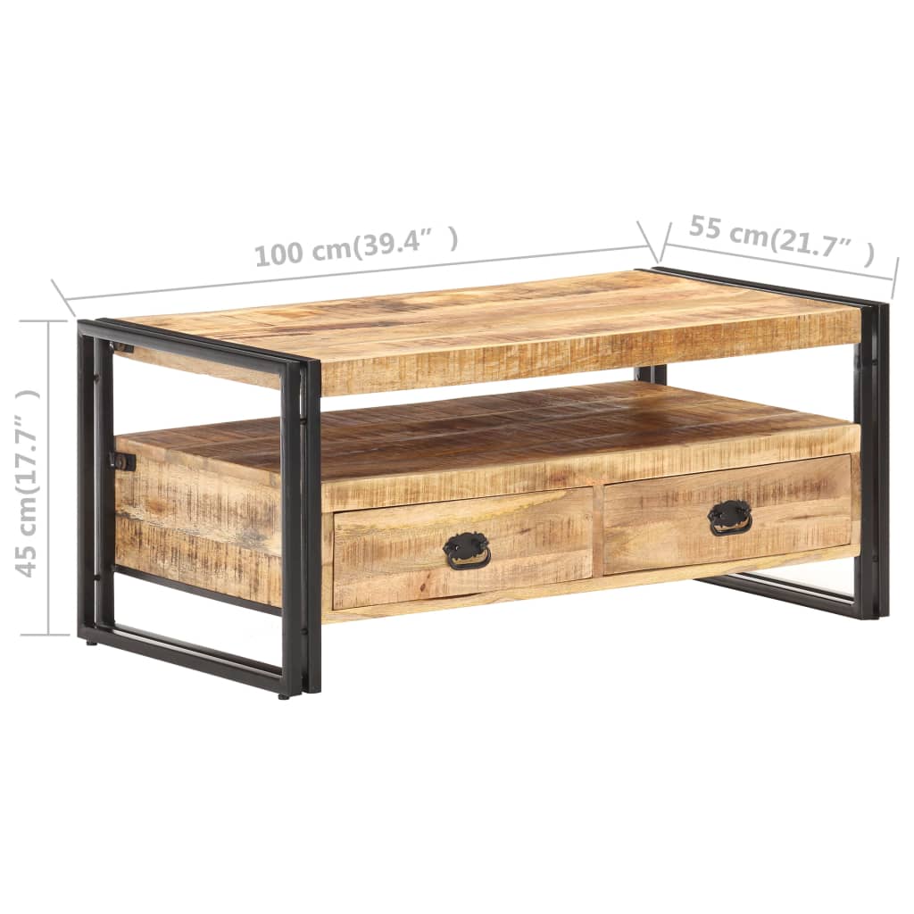 Salontafel 100x55x45 cm ruw mangohout is nu te koop bij PeponiXL, paradijselijk wonen!