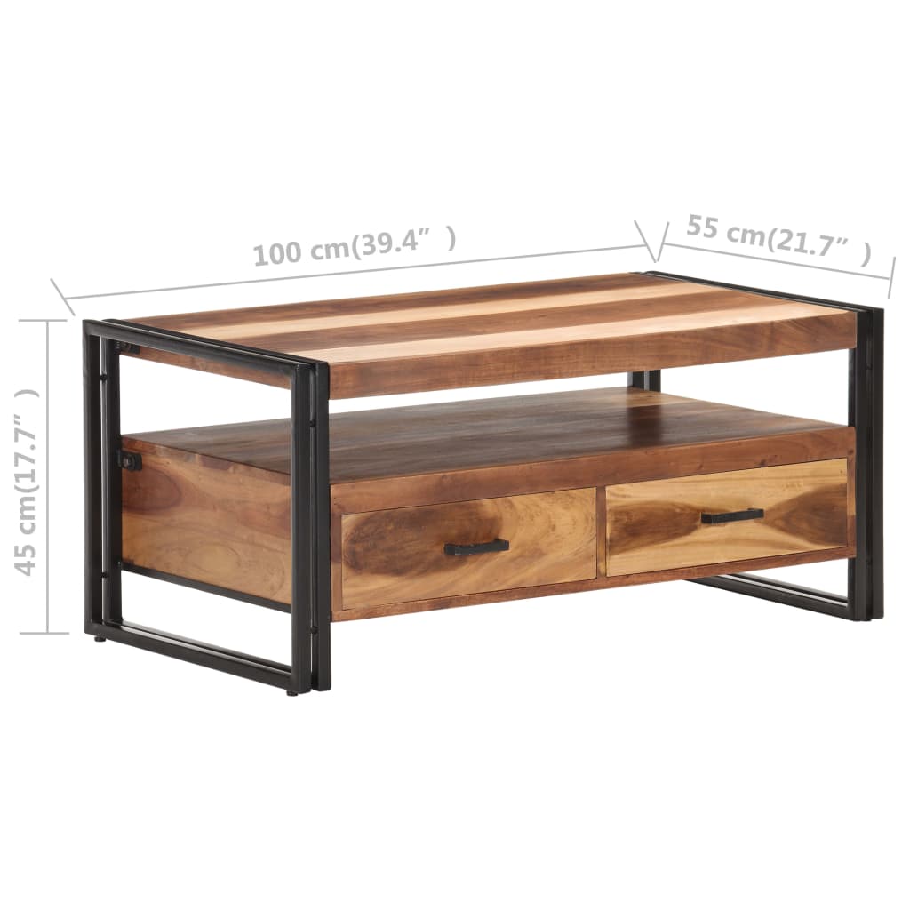 Salontafel 100x55x45 cm massief acaciahout is nu te koop bij PeponiXL, paradijselijk wonen!